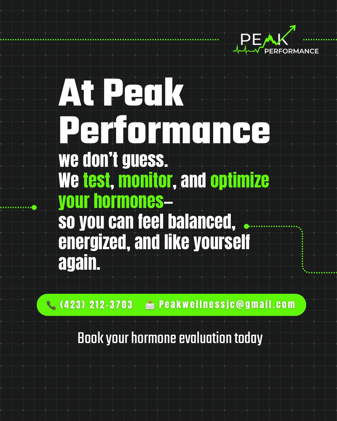 Peak Performance Hormone Testing in Johnson City - We Don't Guess, We Test