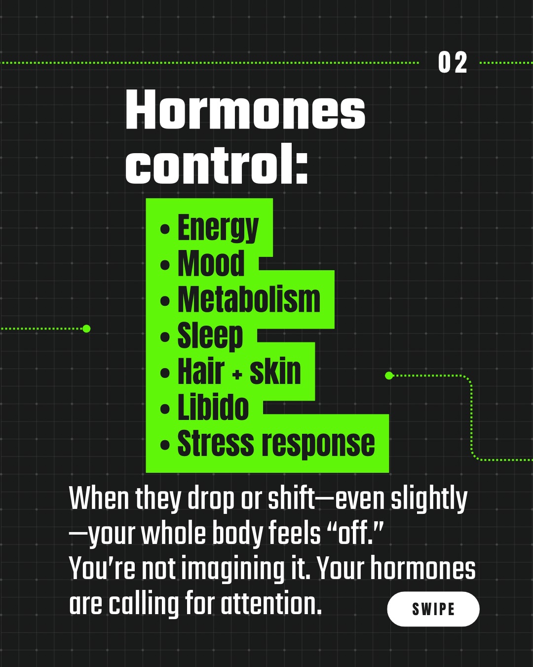 What hormones control in women - energy, mood, metabolism, sleep, hair, skin, libido, stress response - hormone imbalance affects your whole body - Peak Performance Johnson City