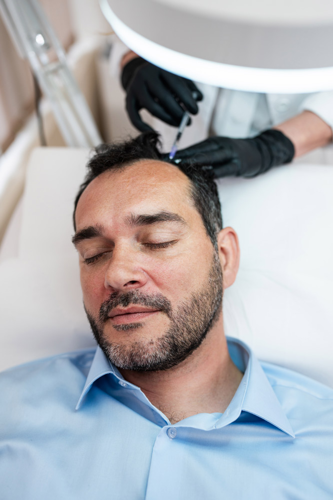 PRP hair restoration injections into the scalp, a regenerative medicine treatment offered in Johnson City, TN